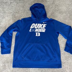 Nike Duke worn men’s Blue Devils LAX Lacrosse practice hooded hoodie sweatshirt